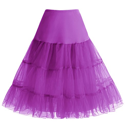 Homrain 1950 Petticoat Vintage Retro Unterrock Reifrock Underskirt Crinoline für Rockabilly Kleid Festliche Damenrock Purple M von Homrain