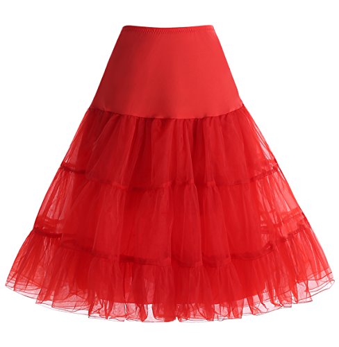 Homrain 1950 Petticoat Vintage Retro Unterrock Reifrock Underskirt Crinoline für Rockabilly Kleid Festliche Damenrock Red S von Homrain