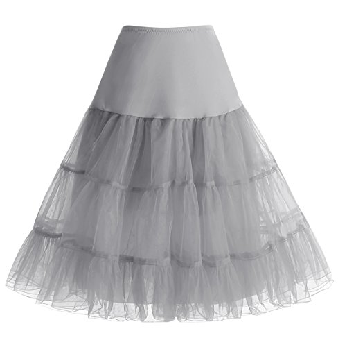 Homrain 1950 Petticoat Vintage Retro Unterrock Reifrock Underskirt Crinoline für Rockabilly Kleid Festliche Damenrock Grey S von Homrain