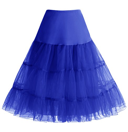 Homrain 1950 Petticoat Vintage Retro Unterrock Reifrock Underskirt Crinoline für Rockabilly Kleid Festliche Damenrock Royalblue M von Homrain