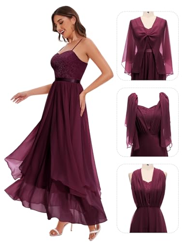 Homrain Damen Prom Lang Ballkleid Spaghetti-Träger Mehrweg Unendlichkeitskleid für Cocktailkleider Abendkleider Partykleid Damen,Burgunderrot S von Homrain