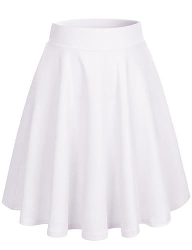 Homrain Weihnachten Damen Basic Midirock A-Linie Skaterrock Stretchig Fließend Rock Hohe Taille Rock White-Midi M von Homrain