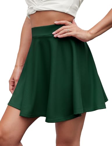 Homrain Weihnachten Damen Basic Midirock A-Linie Skaterrock Stretchy Fließend Rock Hohe Taille Rock Dark Green S von Homrain