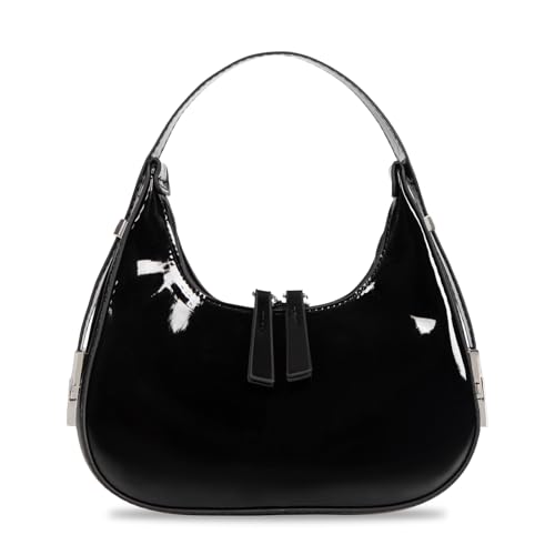 Damen Crescent Schultertaschen 90er Jahre Mode Hobo Crescent Handtaschen Underarm Umhängetasche(Rot Schwarz und Weiß), Schwarz, Small von Homsunyi