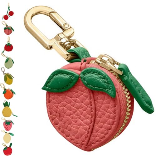 Homtrator Kirsche Geldbörse Schlüsselanhänger, Obst Mini Geldbörse Schlüsselanhänger, Obst Tasche Charm Süßes Erdbeer Geschenk(G) von Homtrator