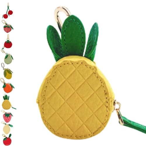 Homtrator Kirsche Geldbörse Schlüsselanhänger, Obst Mini Geldbörse Schlüsselanhänger, Obst Tasche Charm Süßes Erdbeer Geschenk(H) von Homtrator