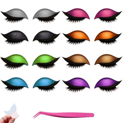 Lazy Eye Shadow Wimpernpflaster, 2-in-1 Wiederverwendbare Augen-Make-up-Aufkleber, Wiederverwendbarer 3D-Lidschatten-Aufkleber, Make-up-Wimpernaufkleber Mit Werkzeug, 3D-Electric-Eye-Make-up(8PC) von Homtrator