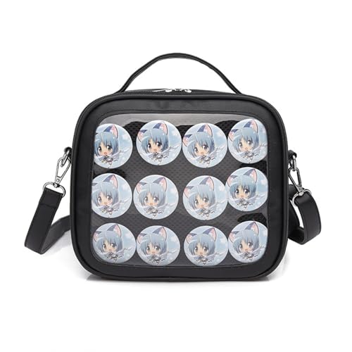 Homvik Ita Bag Anime Pin Crossbody Bag Kawaii Cute Aesthetic Handbag with Insert Display JK Uniform Lolita Shoulder Bag PU Leather, Schwarz , Standard von Homvik