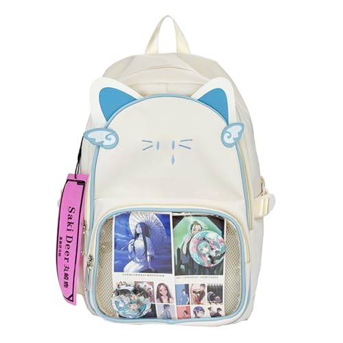 Homvik Kawaii Cat Ita Rucksack mit Anstecknadel, niedlicher ästhetischer Y2K-Rucksack mit Ita-Einsatz, leicht von Homvik