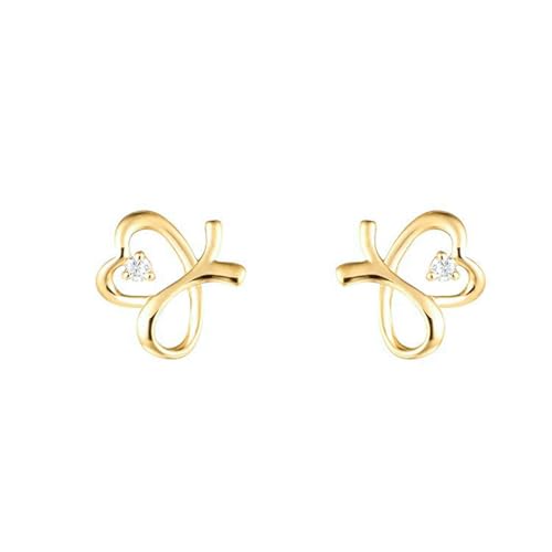 Homxi 18K Gelbgold Ohrringe Hochzeit Damen, Hohl Schmetterling mit Diamant, Schmuck Frauen Gold Ohrringe von Homxi