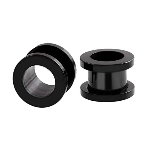 Homxi 2 PCS Flesh Tunnel 6mm,Ohr Plug Edelstahl 2G Tunnel Ohrringe Herren Schwarz Hoop Plug Ohrringe Set Schwarz von Homxi