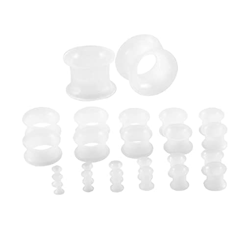 Homxi 22 Stück Tunnel Set 20 mm,Silikon Tunnel Expander 13/16 inch Herren Ohrringe Plug Hoop Verschiedene Größen Transparent Plug Ohrringe Set Durchsichtig von Homxi