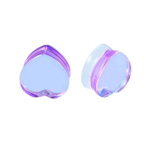 Homxi 2PCS Herren Tunnel 25mm,Plugs Ohr Glas Ohr Tunnel 1 inch Herz Ear Plug Set Lila von Homxi