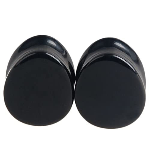 Homxi 2PCS Tunnel 12mm Herren,Ohr Plug Stein 1/2 inch Ohr Plug Herren Schwarz Stein mit Tropfen Ohr Plugs Set Schwarz von Homxi