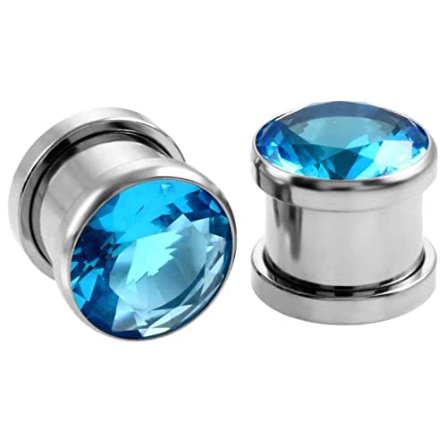 Homxi 2er Set Ohr Plug Set 5mm,Tunnel Dehnset Stahl 4G Ohr Plug Herren mit Blau Zirkonia Ear Plugs Tunnel Set Hellblau Homxi 2er Set Ohr Plug Set 5mm,Tunnel Dehnset Stahl 4G Ohr Plug Herren mit Blau Zirkonia Ear Plugs Tunnel Set Hellblau von Homxi