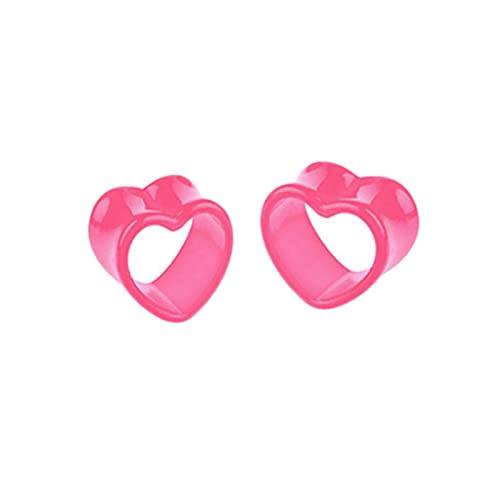 Homxi 2er Set Tunnel Set 12mm,Plug Acryl Damen Ohrringe Tunnel 1/2 inch Hohl Herz Plugs Set Ohr Rosa von Homxi