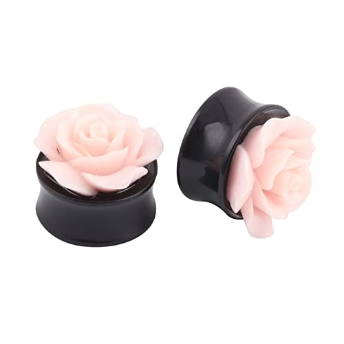 Homxi 2er Tunnel Plug Ohr 10mm,Acryl Plug Ohr 00G Damen Ohrringe Tunnel mit Rosa Blume Ohr Plugs Set Rosa von Homxi