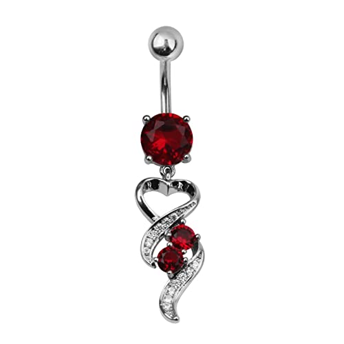 Homxi 8.8mm Bauchnabelpiercing,Hohl Herz mit Rot Zirkonia Bauchnabelpiercing Set für Damen Edelstahl Bauchnabelpiercing Silber Homxi 8.8mm Bauchnabelpiercing,Hohl Herz mit Rot Zirkonia Bauchnabelpiercing Set für Damen Edelstahl Bauchnabelpiercing Silber von Homxi