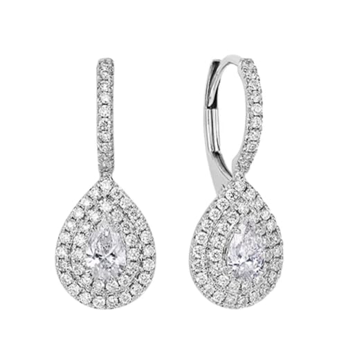 Homxi 9 Karat Weißgold Ohrringe Damen für Hochzeit, Wassertropfen mit Moissanit 0,64 Karat, Schmuck Damen Ohrringe Silber von Homxi