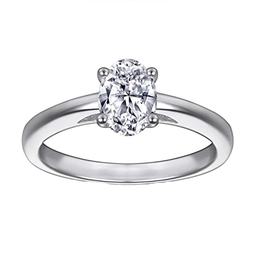 Homxi 925 Sterling Silber Ring Damen,Eheringe Trauringe 4 Zinken mit Oval 5x7MM Zirkonia Damen Hochzeit Silber Gr 62 (19.7) von Homxi