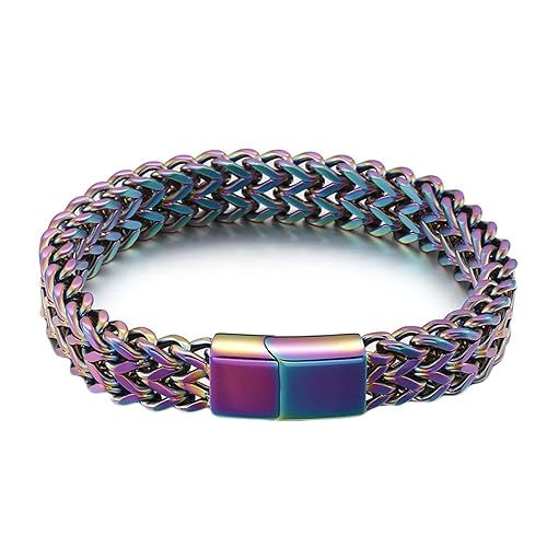 Homxi Armbänder Bunt Herren,Edelstahl Armband Kette Herren 12MM Weizenkette Herren Armband 20CM von Homxi