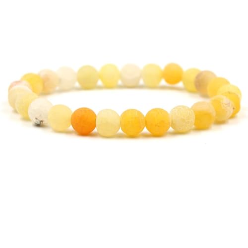 Homxi Armbänder Herren Damen Steine,Beads Armband Damen 8MM Perlen Naturstein Armband Mädchen Perlen Gelb von Homxi