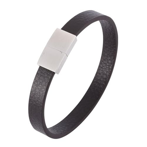 Homxi Armkette Braun Herren,Armreif Herren Edelstahl Simple Leder Armbänder Herren 18.5CM Homxi Armkette Braun Herren,Armreif Herren Edelstahl Simple Leder Armbänder Herren 18.5CM von Homxi