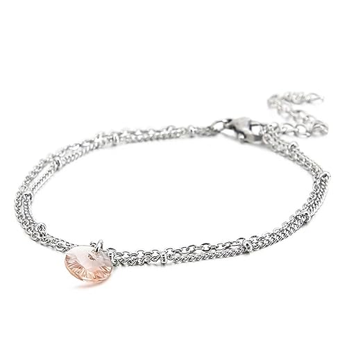 Homxi Armkette Champagner Damen,Edelstahl Armband Damen Doppellagig mit Glas Damen Armbänder 17.5 cm von Homxi