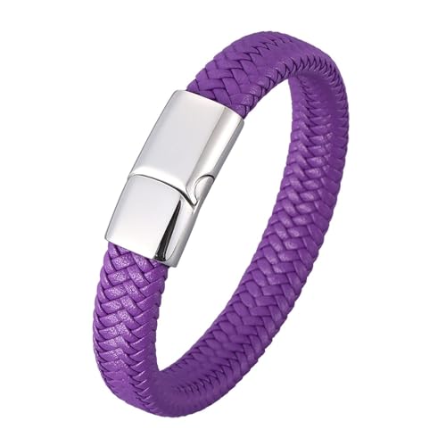 Homxi Armkette Herren Lila,Armband Edelstahl Herren Geflochtenes Leder Herren Armbänder 16.5 cm Homxi Armkette Herren Lila,Armband Edelstahl Herren Geflochtenes Leder Herren Armbänder 16.5 cm von Homxi