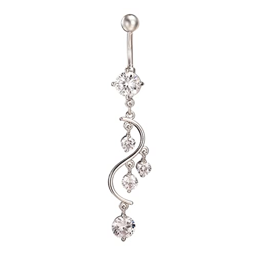 Homxi Bauchnabelpiercing 11mm Billig,Langer Weiß Zirkonia Bauchnabelpiercing Hängend Edelstahl Damen Bauchnabelpiercing Weiß von Homxi