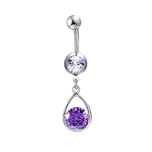 Homxi Bauchnabelpiercing Anhänger Edelstahl Damen Bauchnabelpiercing,Wassertropfen und Rund Lila Zirkonia Bauchnabelpiercing Lila Set von Homxi