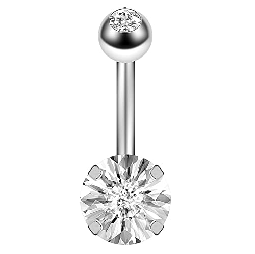 Homxi Bauchnabelpiercing Set für Damen Bauchnabelpiercing Edelstahl,Rund Weiß Zirkonia Bauchnabelpiercing für Damen aus Silber von Homxi