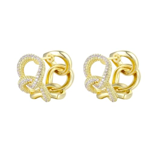 Homxi Creole Ohringe Frauen,Ohrringe Kupfer für Damen Ohrringe Hohl Geometrisch mit Zirkonia Damen Ohrhänger Gold von Homxi