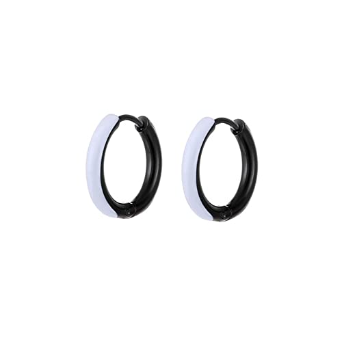 Homxi Creolen Damen Herren Ohrringe,Edelstahl Ohrstecker Schwarz 12MM Hoop Creolen Ohrringe Damen Schwarz Weiß von Homxi