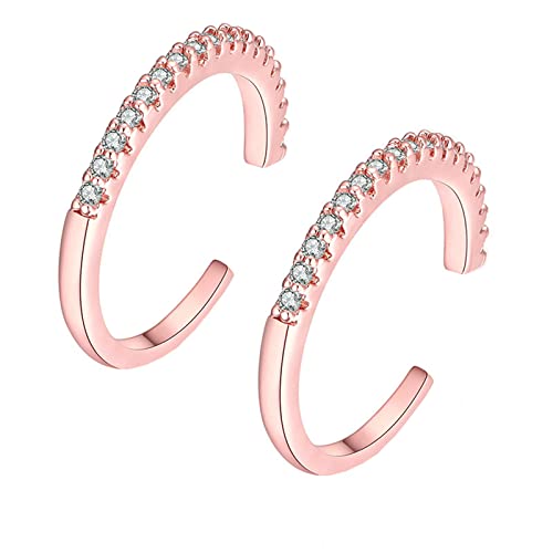 Homxi Damen 9K Rosegold Ohrringe Hochzeit, "C" mit Moissanit, Schmuck Damen Rosegold Ohrclips von Homxi