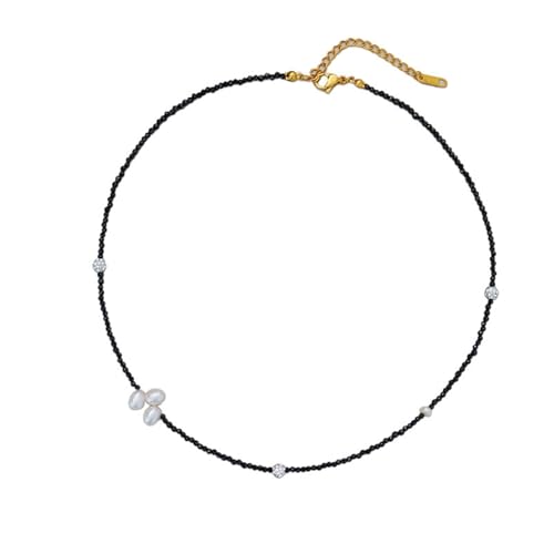 Homxi Damen Anhänger Halskette Weiß Schwarz Gold,Kette Vergoldet Mädchen mit Anhänger Perlenkette mit Perle Damen Kette Anhänger Weiß Schwarz Gold Homxi Damen Anhänger Halskette Weiß Schwarz Gold,Kette Vergoldet Mädchen mit Anhänger Perlenkette mit Perle Damen Kette Anhänger Weiß Schwarz Gold von Homxi
