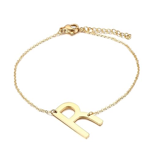 Homxi Damen Armband Kette Gold,Armbänder Damen Edelstahl Buchstabe R Damen Armband 18.5 cm von Homxi