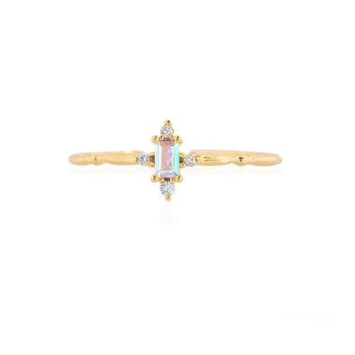 Homxi Damen Eheringe 750 Gelbgold Ring, 3x7mm Rechteck mit Kreierter Amethyst und Moissanit, Damen Ring Verlobungsringe Eheringe Gold Groß 58 (18.5) von Homxi