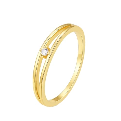 Homxi Damen Eheringe Gelbgoldring 18K, Solitäre Rund mit Moissanit, Damen Ring Verlobung Gold Gr. 56 (17.8) von Homxi