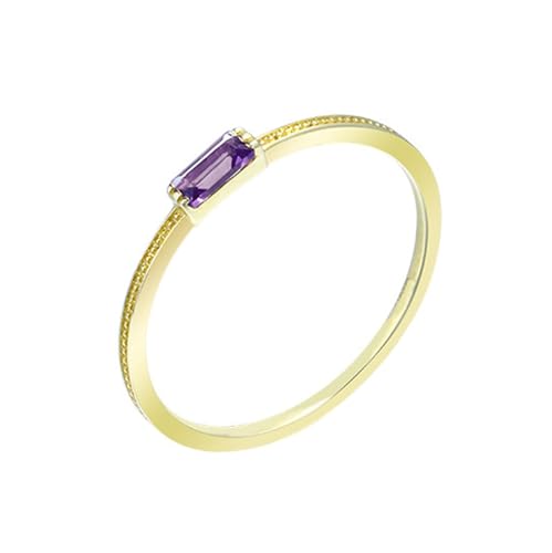 Homxi Damen Eheringe Gold 375 Ringe, Rechteck mit Kreierter Amethyst, Damen Ring Eheringe Verlobung Gold Gr. 65 (20.7) von Homxi