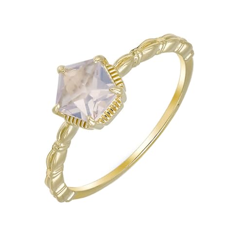 Homxi Damen Eheringe Ring 9 Karat Gelbgold 375, Unregelmäßig mit Kristall, Gold Verlobung Ringe Frauen Groß 53 (16.9) von Homxi