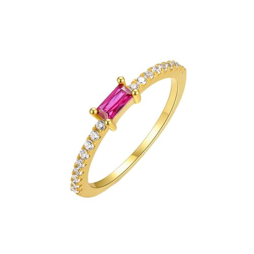Homxi Damen Eheringe Ring Gelbgold 750, Rechteck mit Erstellter Turmalin und Moissanit, Verlobungsringe Damen Ring Gold Groß 62 (19.7) von Homxi