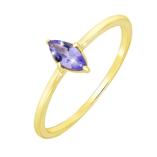 Homxi Damen Eheringe Ring Gelbgold 9K, Marquise mit Kreierter Amethyst, Eheringe Verlobung Damen Ring Gold Größe 53 (16.9) von Homxi