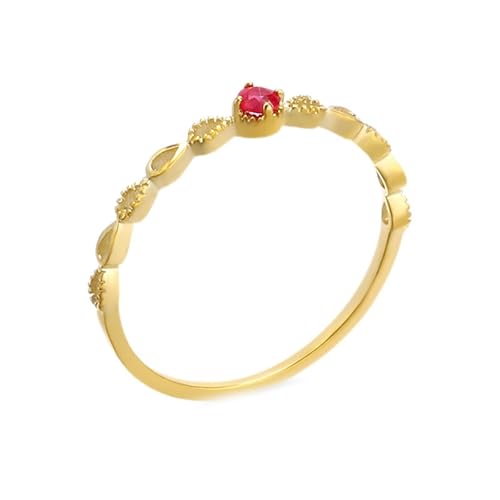 Homxi Damen Eheringe Ringe Gelbgold 18 K, 2,75 mm Solitär Rund mit Erstellter Rubin, Damen Verlobung Trauring Gold Gr. 53 (16.9) von Homxi