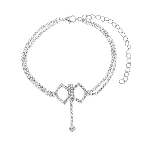 Homxi Damen Fuß Kette Silber, Fußkette Damen Kupfer Geometrisch mit Zirkonia - 22.5cm + 10cm Verlängerungskette von Homxi