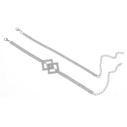 Homxi Damen Fusskette Silber, Fuß Kette Kupfer Frauen 2 Stücke Set mit Zirkonia - 20.7cm + 10cm Verlängerungskette von Homxi