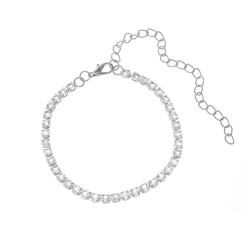 Homxi Damen Fußketten Silber, Fußkette Damen Kupfer Einfach mit Zirkonia - 18cm + 10cm Verlängerungskette von Homxi