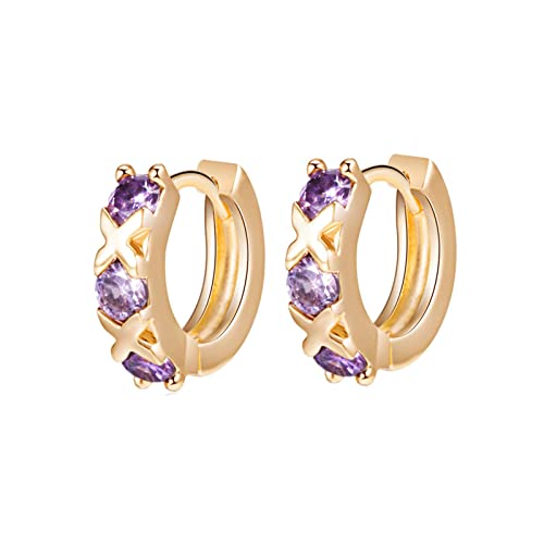 Homxi Damen Gelbgold Ohrringe Hochzeit 14K, Kreuz und Rund mit Moissanit, Schmuck Ohrringe Damen Gold von Homxi