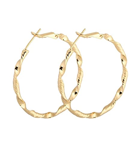 Homxi Damen Gelbgold Ohrringe Hochzeit 18 K, 40MM Rund, Gold Damen Ohrringe Creolen von Homxi