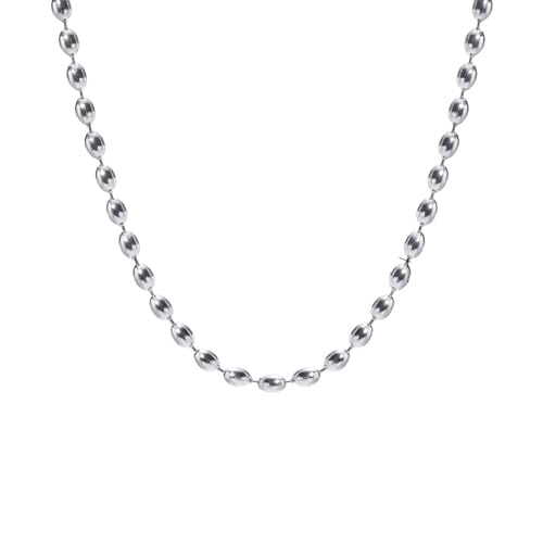 Homxi Damen Halskette Silber,Halsketten Edelstahl Mädchen 5MM Perlenkette Halskette Kette Silber von Homxi